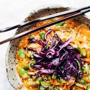 Bangkok Coconut Curry Noodle Bowl with chopsticks.