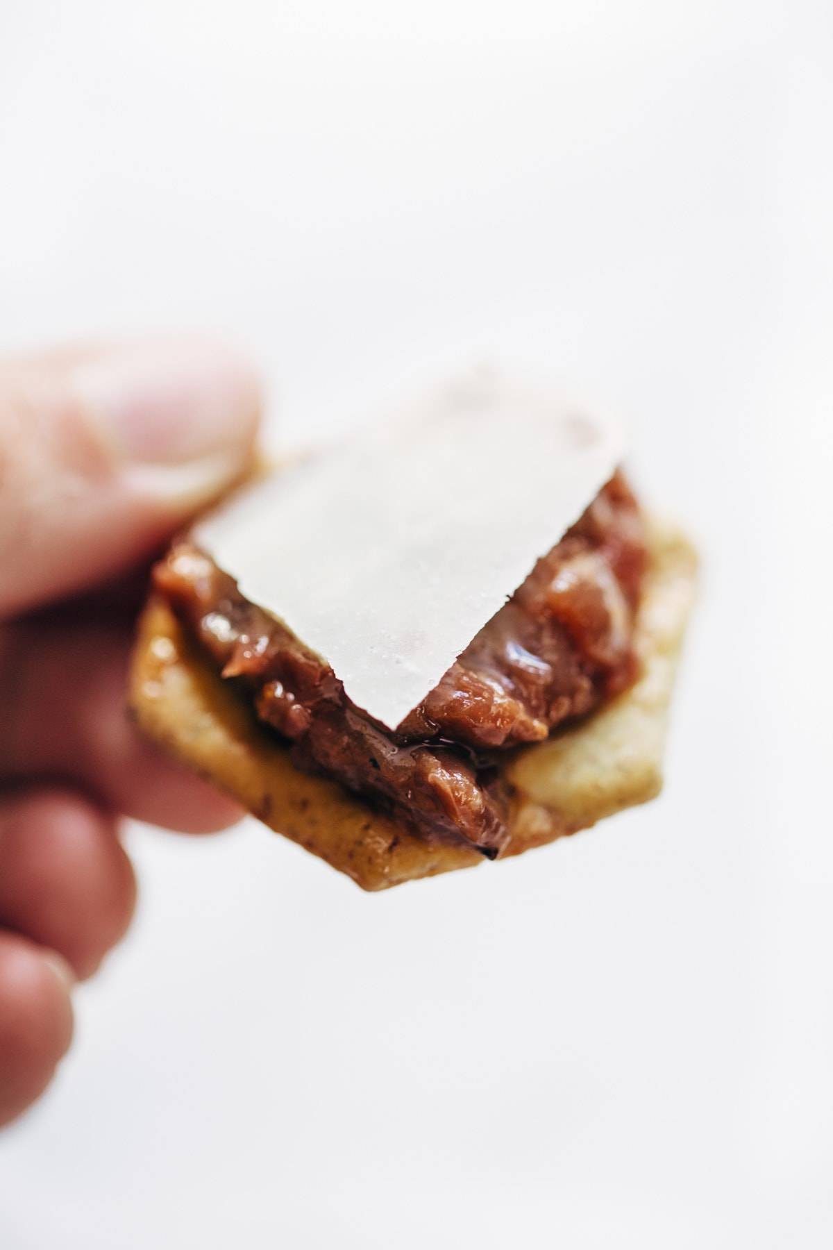 Caramelized Shallot and Grape Chutney! Made with shallots, grapes, red wine, cinnamon, bourbon, and vinegar. So good with plate of crispy crackers! | pinchofyum.com