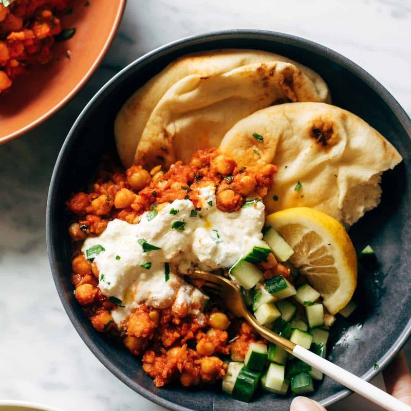 A picture of Harissa Chickpeas with Whipped Feta