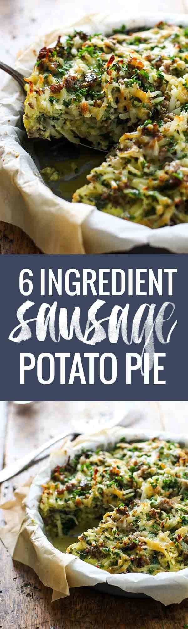 Six Ingredient Sausage Potato Pie - a simple savory brunch dish that is filling and adaptable to whatever you have on hand!