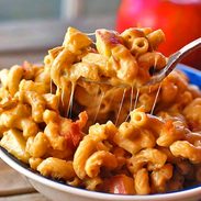 A picture of Butternut Squash Mac and Cheese with Caramelized Onions, Bacon, and Apple