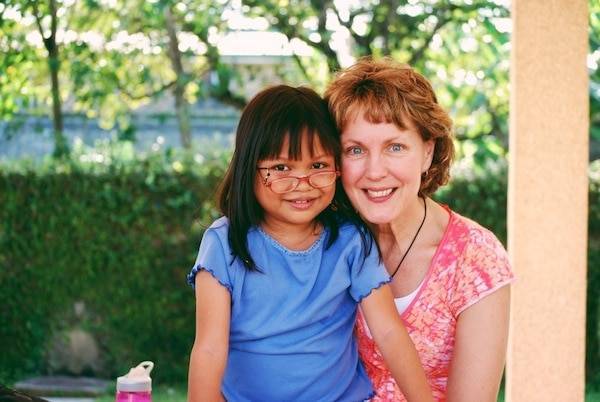Woman with young children.