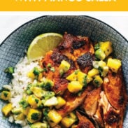 BBQ Salmon with mango salsa pin.