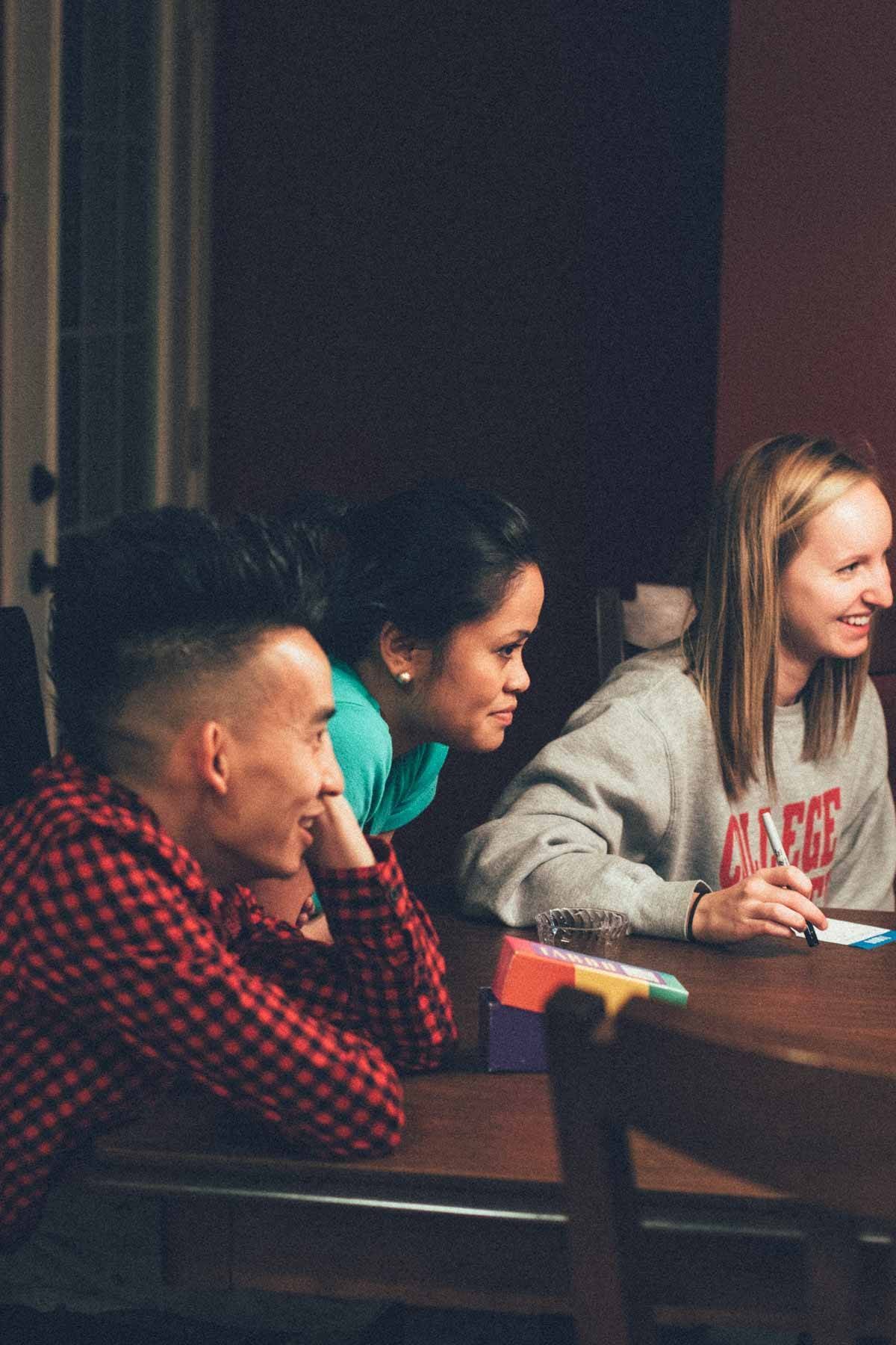 People sitting around a table.