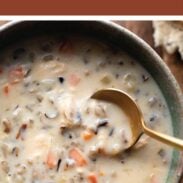 Crockpot wild rice soup pin.